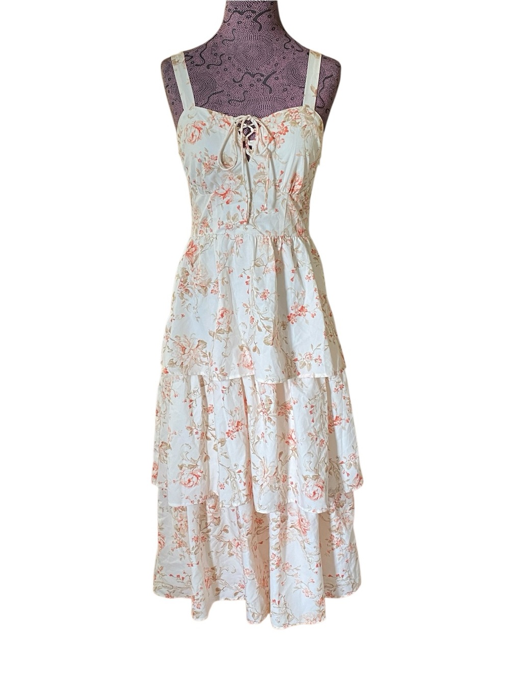 Scarlet Darkness Floral Milkmaid Tier Dress